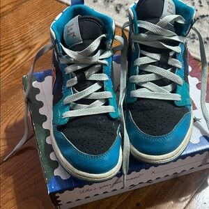 Jordan Kids Teal and Black High-Top Sneakers